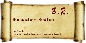 Busbacher Rodion névjegykártya